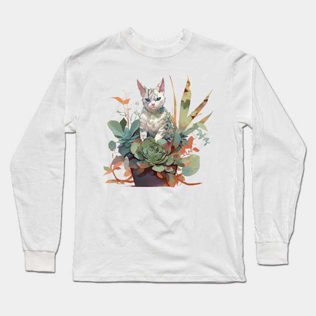 Cute Bengal cat Long Sleeve T-Shirt by GreenMary Design